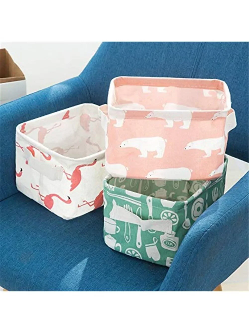 6-Pack Foldable Canvas Storage Baskets with Handle Small size collapsible